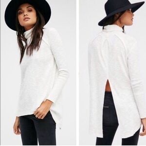 Free People Back Slit Turtleneck White